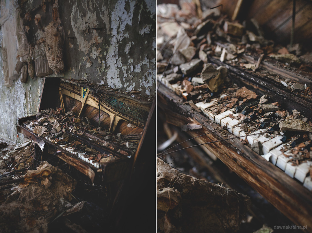 zniszczone pianino w Prypeci